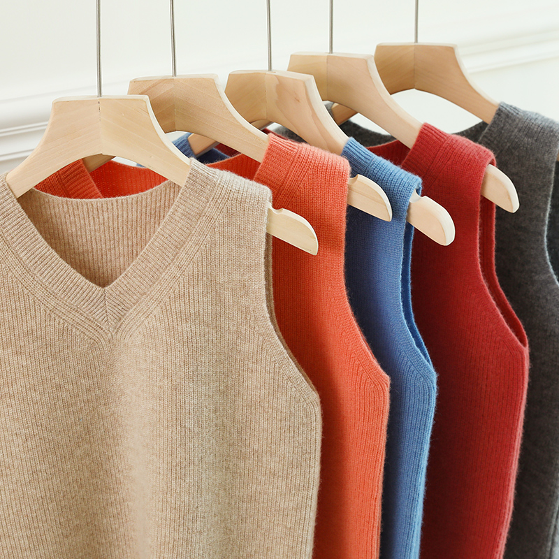 2024纯羊毛衫男女童针织马甲儿童秋冬款毛衣打底衫无袖背心新款