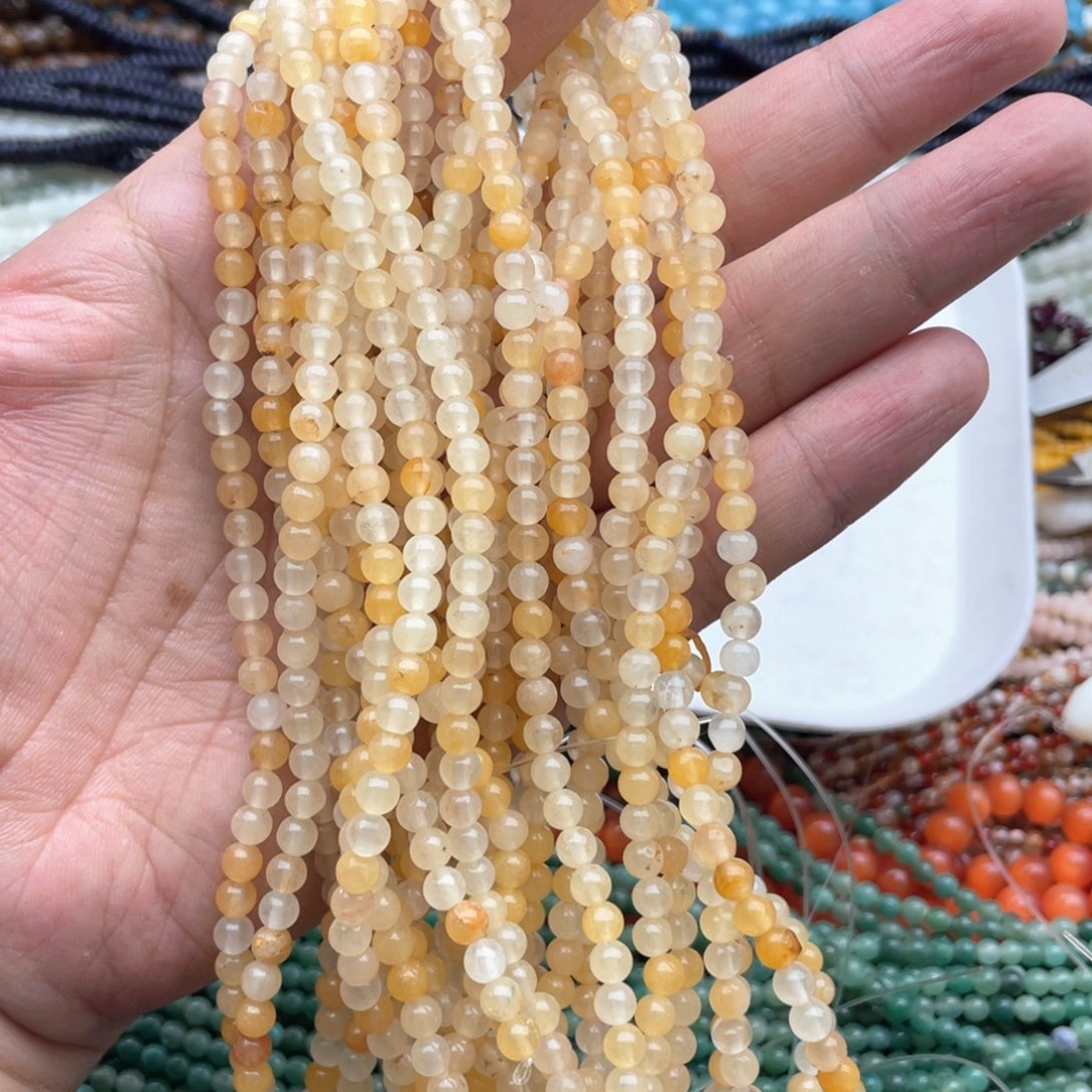 玛瑙/玉髓珠宝半成品未镶嵌两条装4mm金丝yu