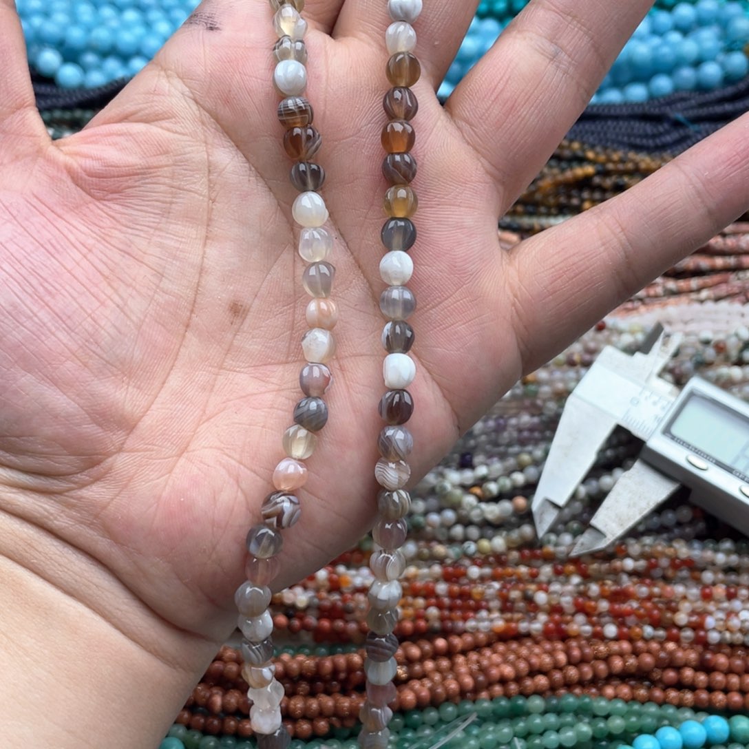 玛瑙/玉髓珠宝半成品合金一条装6mm波斯湾玛瑙南瓜珠