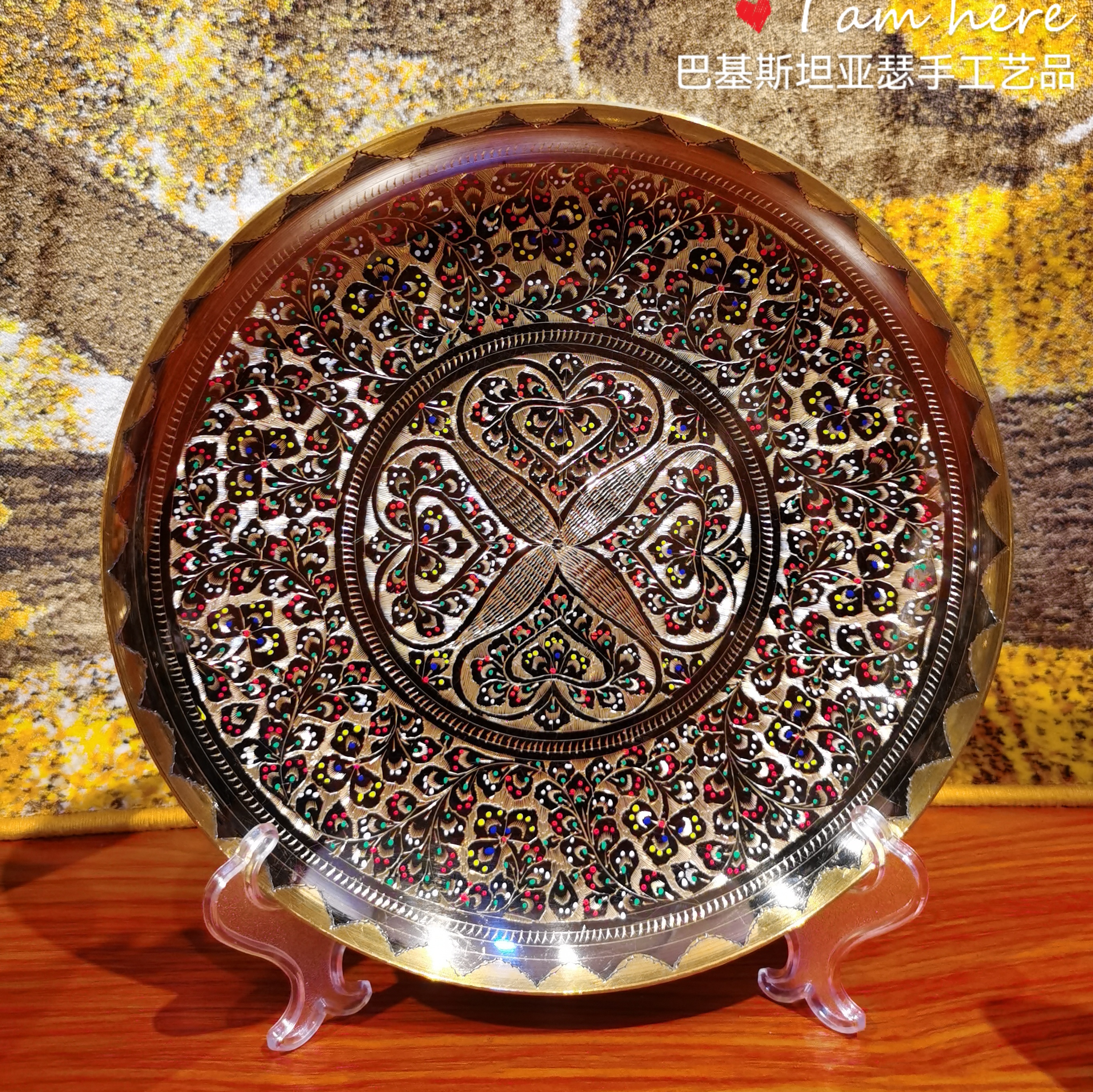 纯手工大气手工雕刻陶瓷装饰挂盘摆盘客厅电视柜博古架玄关摆件