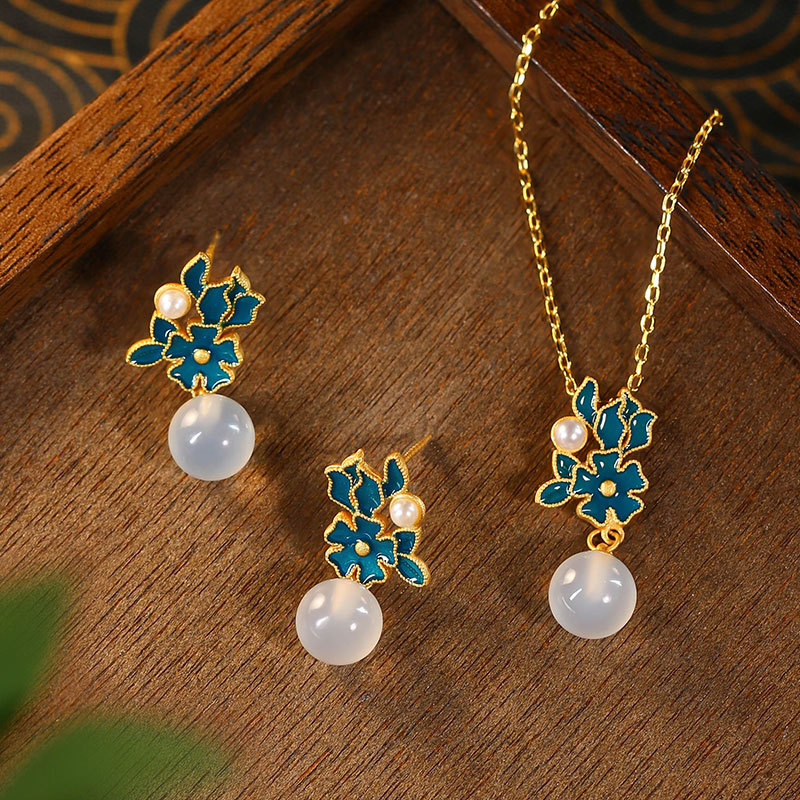 铜合金耳饰 中国风古典汉服耳饰复古式花卉仙女耳环古装耳坠