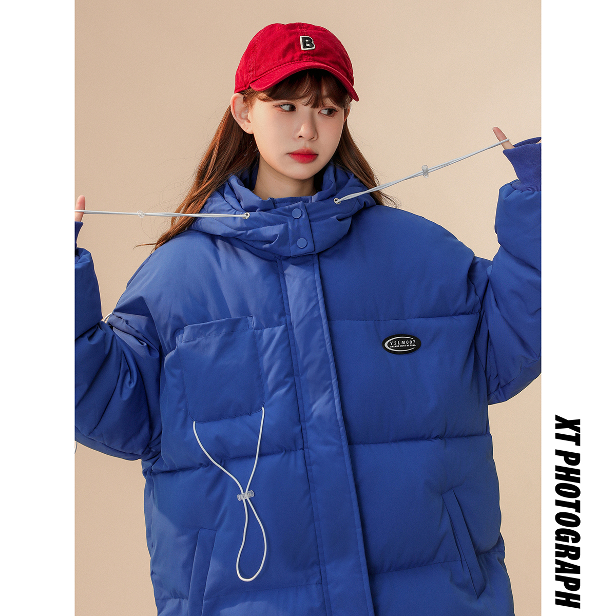 2023年新款克莱因蓝棉衣男冬季加厚棉服潮牌宽松保暖外套