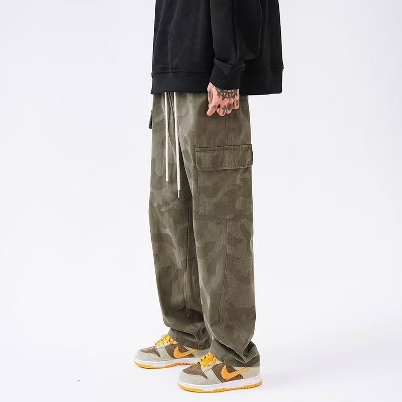 机能多口袋工装裤美式ins潮牌直筒裤子男士秋冬季宽松阔腿休闲裤
