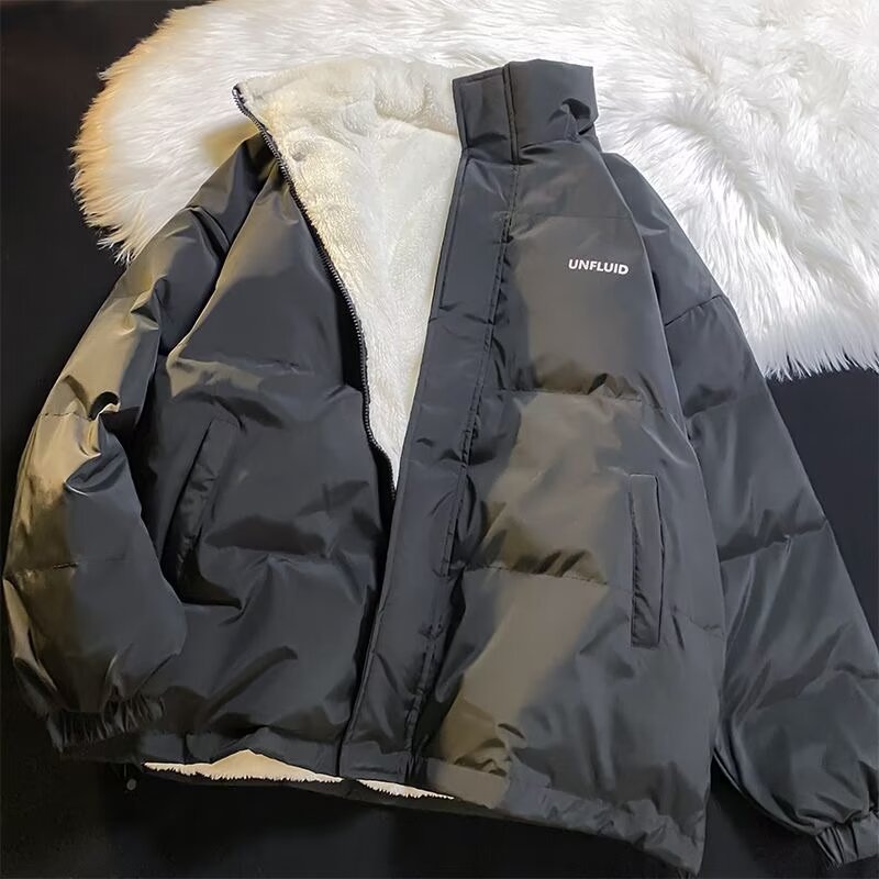 保暖学生百搭立领棉服外套男冬季加厚加绒面包服潮牌情侣装棉衣