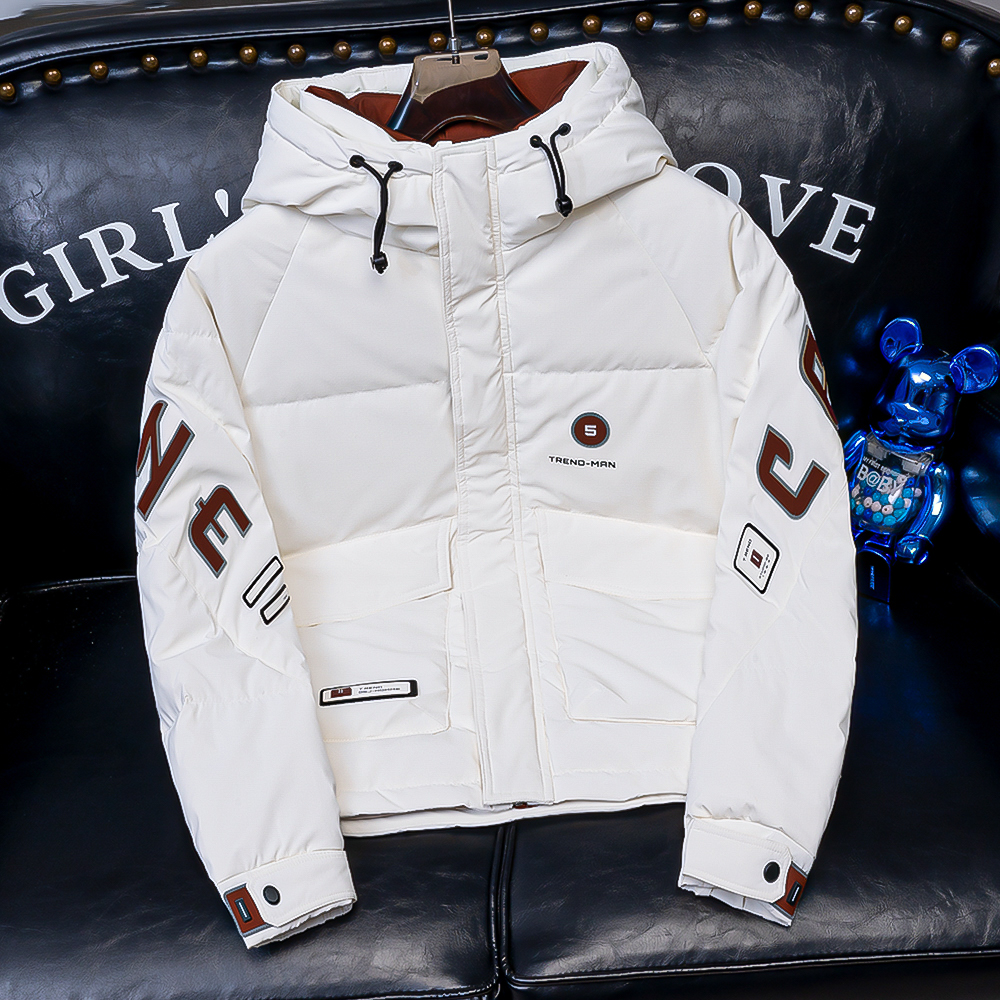 欧货冬季新款潮流字母印花休闲百搭时尚简约轻奢羽绒服男保暖外套