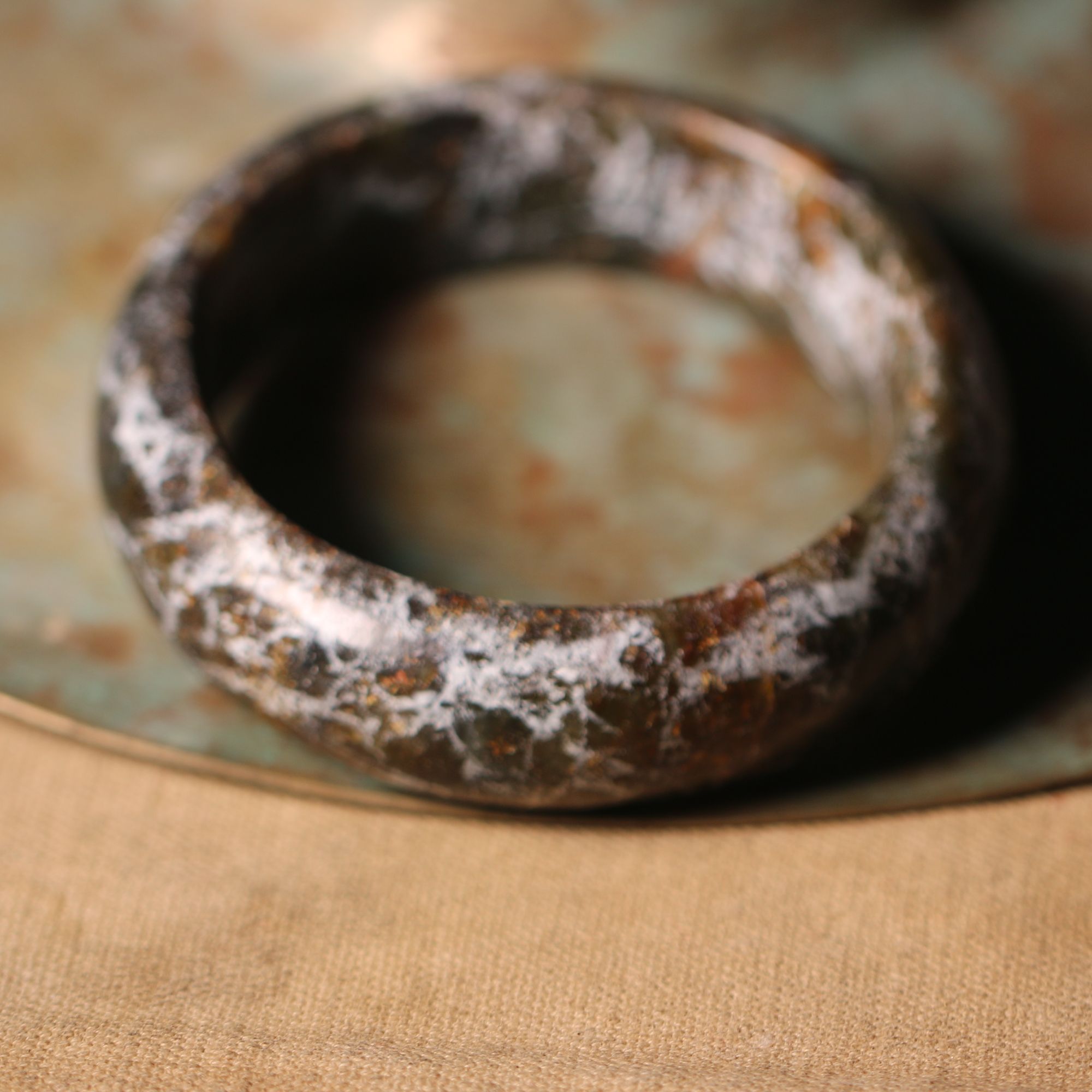 和田玉手镯复古时尚男手镯青玉硬玉材质手工雕刻痕明显经典百搭耶