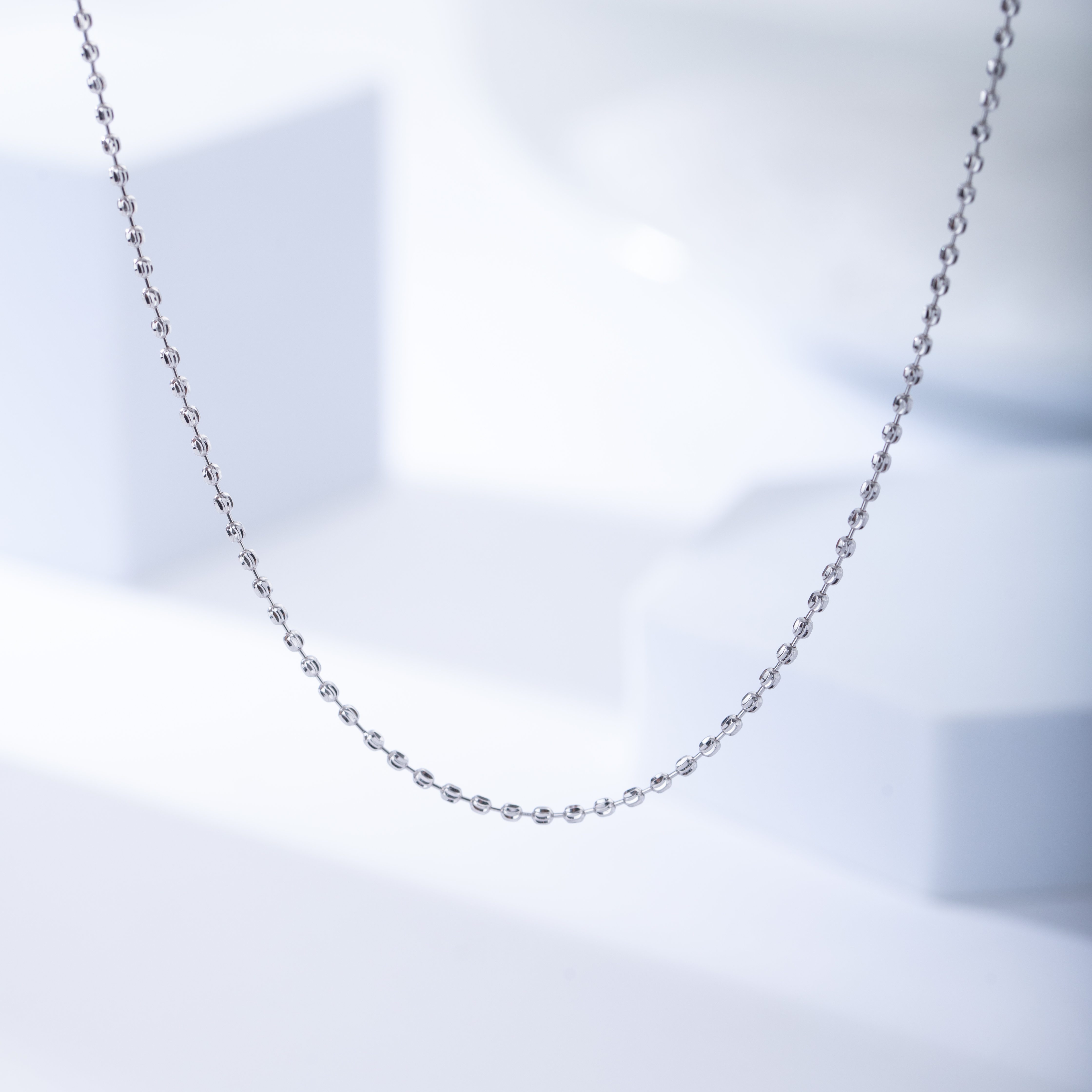 百搭项链时尚18K 女士45厘米可调节链K白素款链子