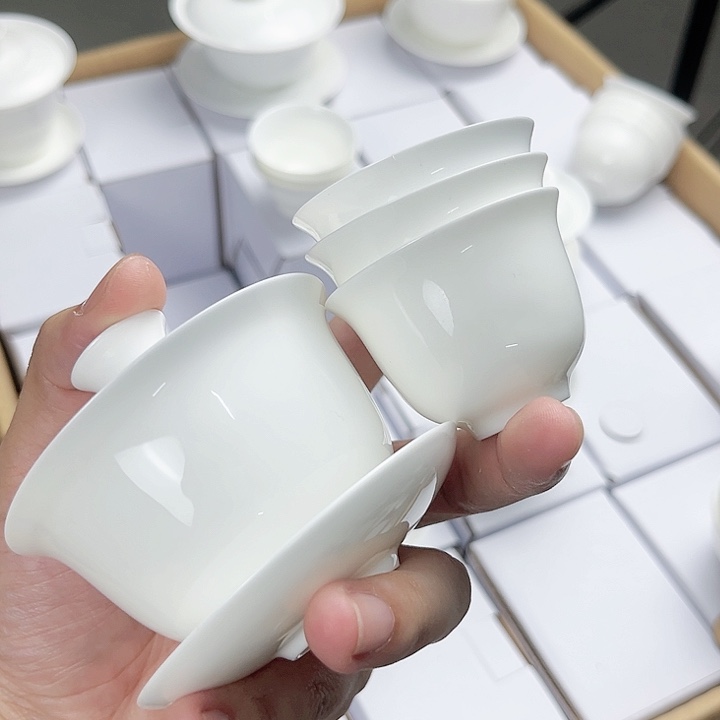 【闪购商品】90+3美人杯骨瓷盖碗套装