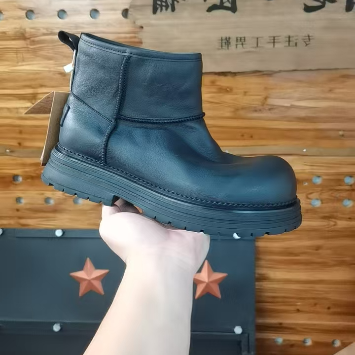 88011时尚男士加绒真皮高帮厚底冬季百搭雪地靴马丁靴保暖