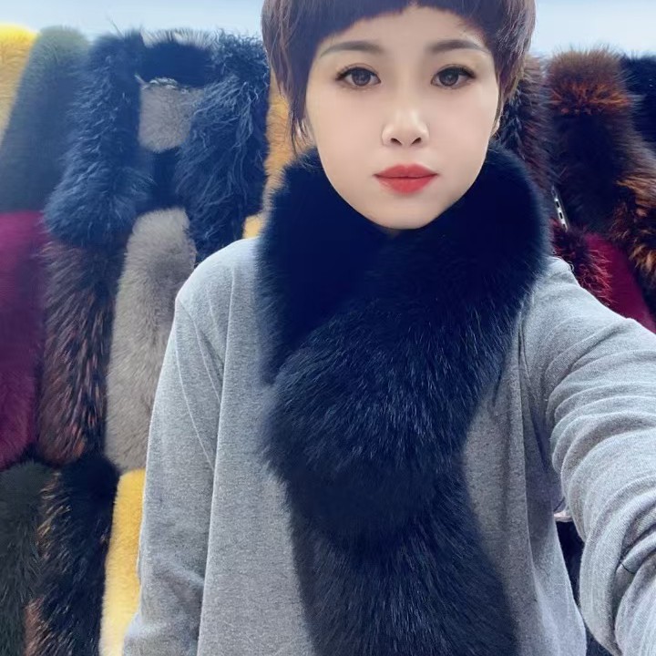 真皮真毛狐狸毛直条毛领围脖两用女款网红百搭