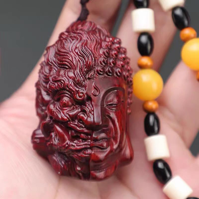 小叶紫檀一念之间(创意根雕)善恶一念手把件车挂件随身文玩小挂饰