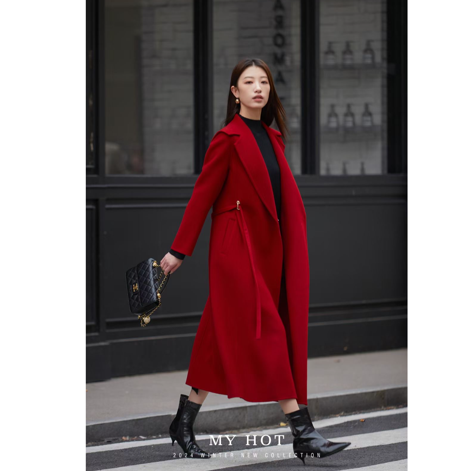 100%羊毛女士冬季新款双面毛呢大衣