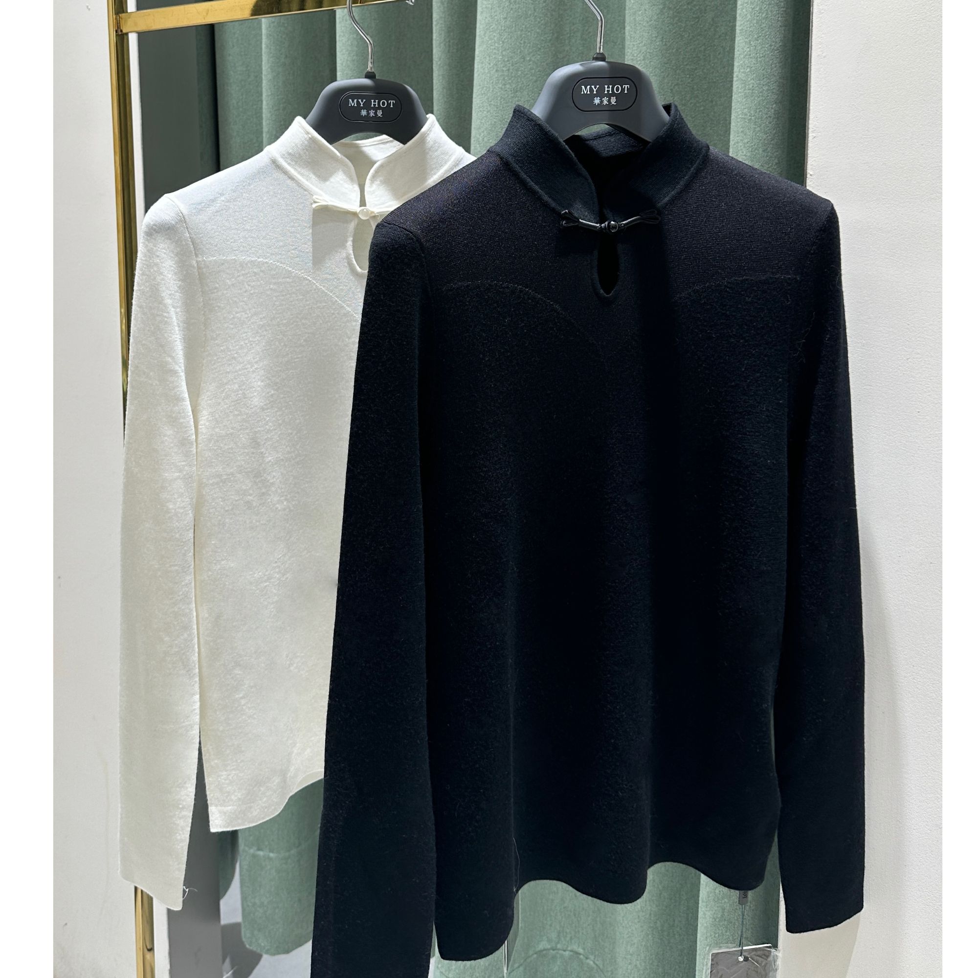 中式国风针织衫女秋冬打底长袖毛衣内搭