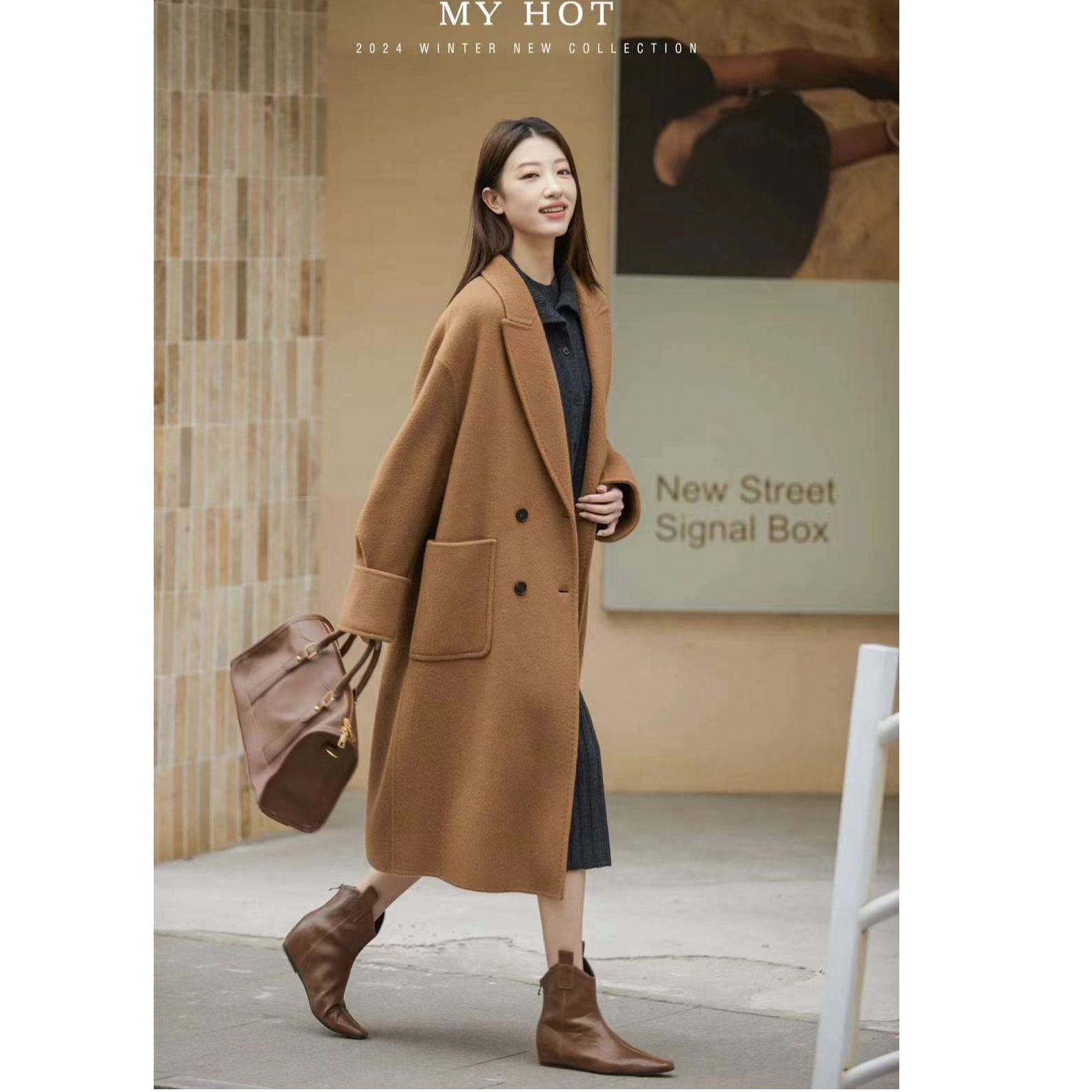 冬季新款中长款毛呢大衣