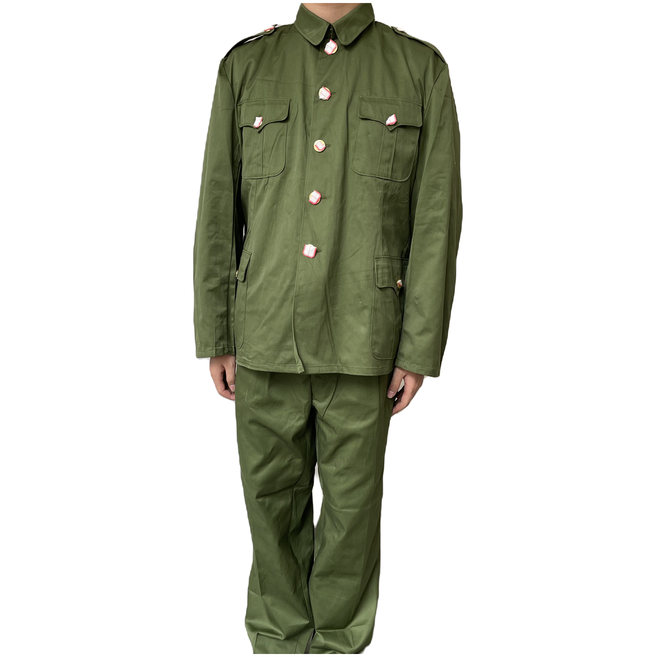 冬服套装绿涤卡冬季怀旧四个袋春秋结实耐造罩衣舒适工作服