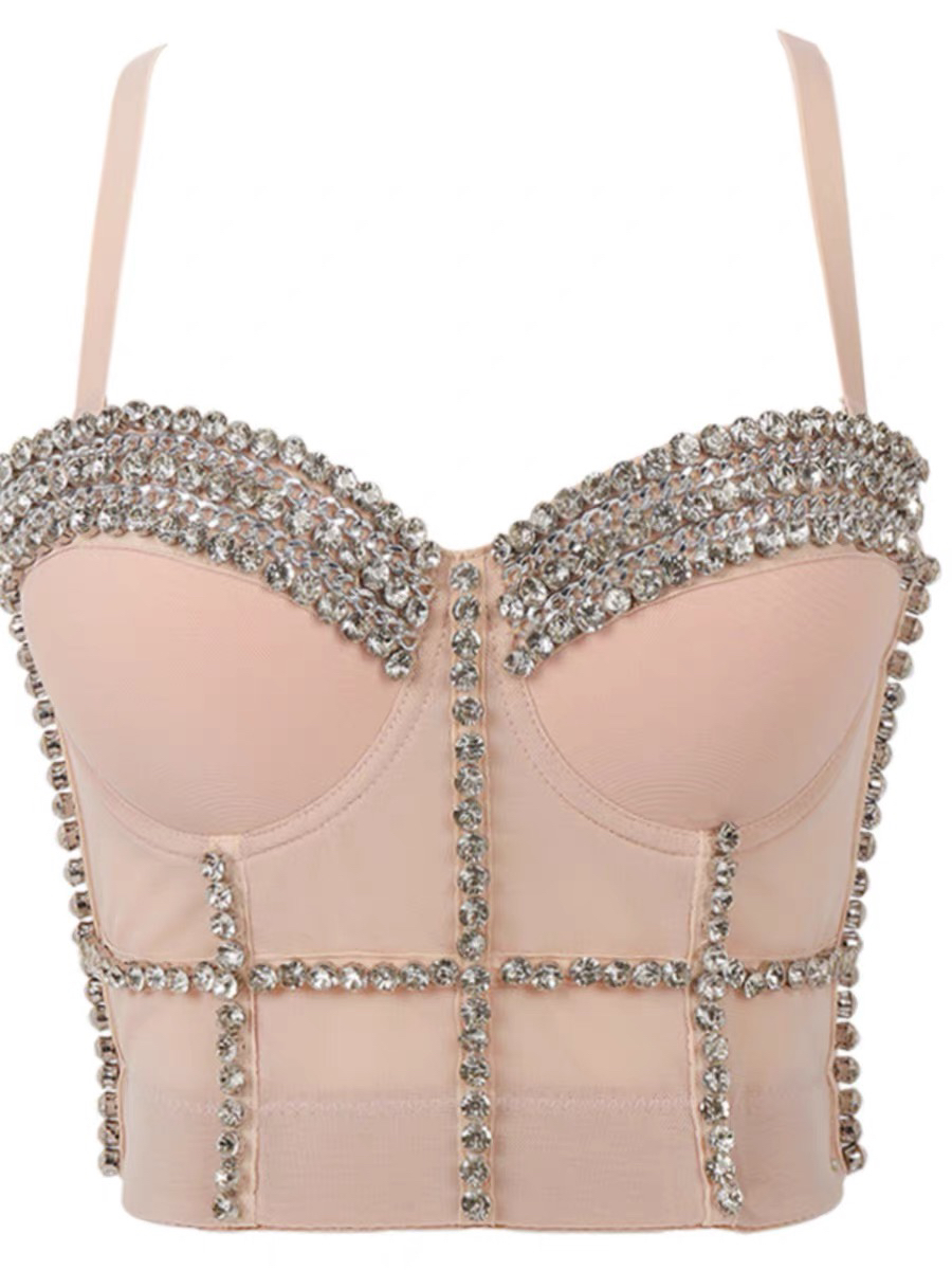 四季百搭胸衣镶钻裹胸韩小件背心女装马甲吊带辣妹装