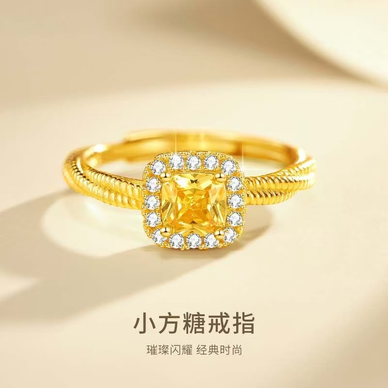 【玖凤楼珠宝】18K金方糖水晶戒指精美手饰多样性发一