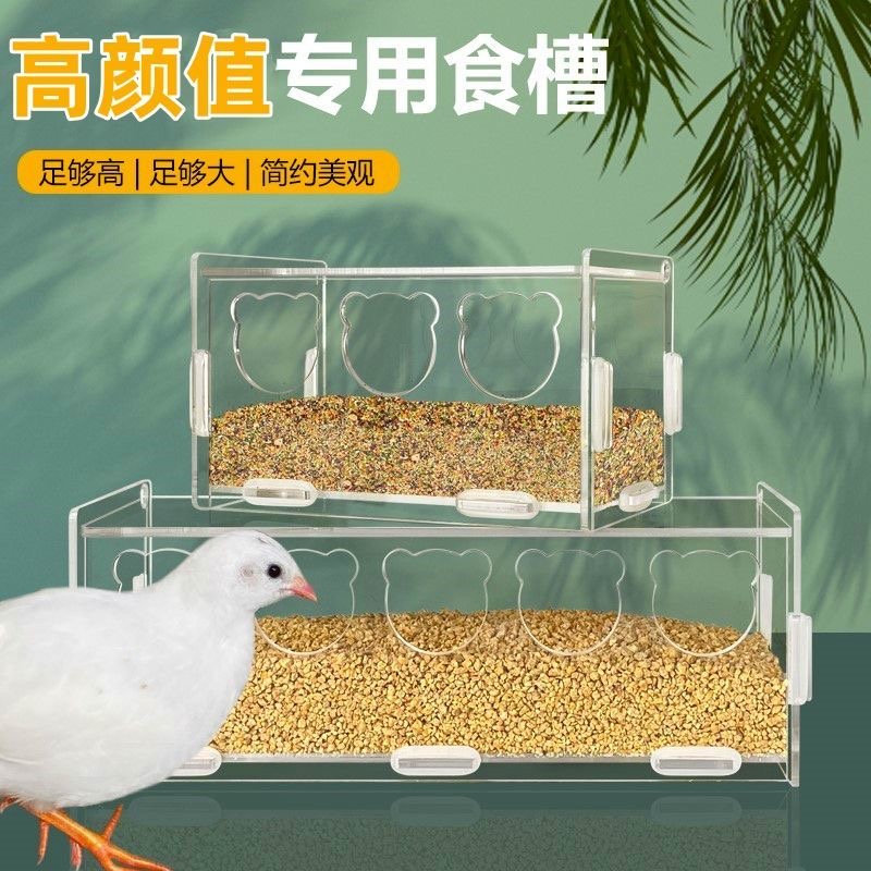投喂食盒亚克力卢丁鸡喂食器自动放粮食盆防溅大容量食槽饲料盒一