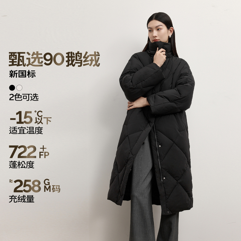 *【明星同款】三防黑天鹅伊芙丽鹅绒三防长款黑色羽绒服女1EA980611