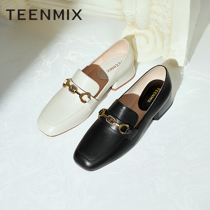 Teenmix/天美意商场同款优雅气质百搭乐福鞋春季女单鞋CYY20CA2