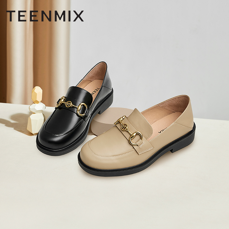 Teenmix/天美意商场同款简约百搭复古乐福鞋女鞋CXC10AA3