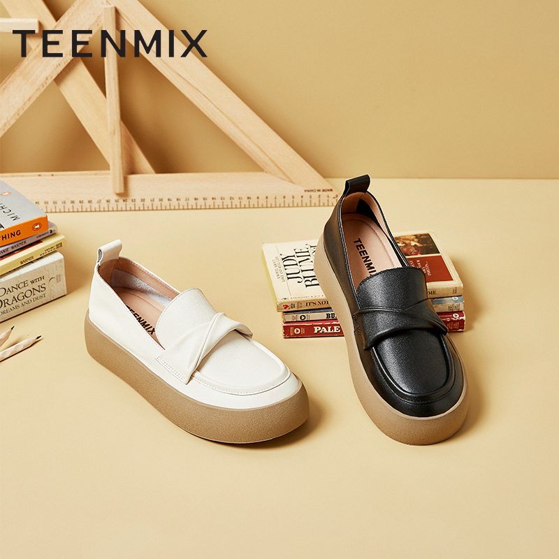 Teenmix/天美意新款乐福鞋舒适简约风百搭女单鞋AG001CA3