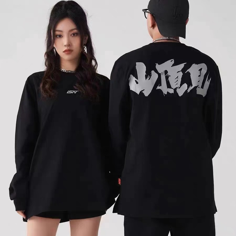 山顶见美式篮球长袖T恤男秋季宽松开衩投篮训练服跑步速干运动衣