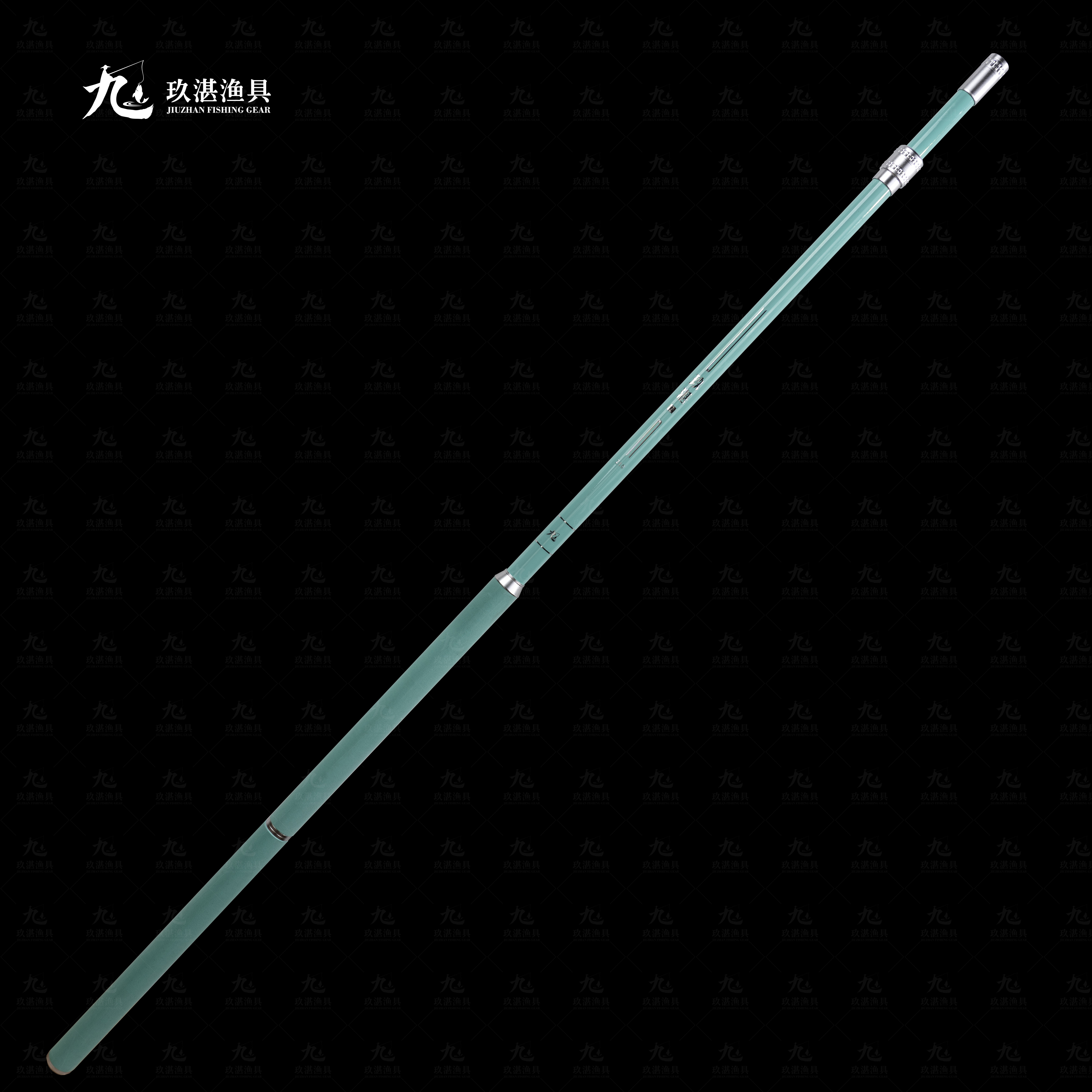 玖湛天青纯碳素飞抄抄网杆手柄烫银版抄网竿黑坑竞技鲤鱼抄网钓鱼