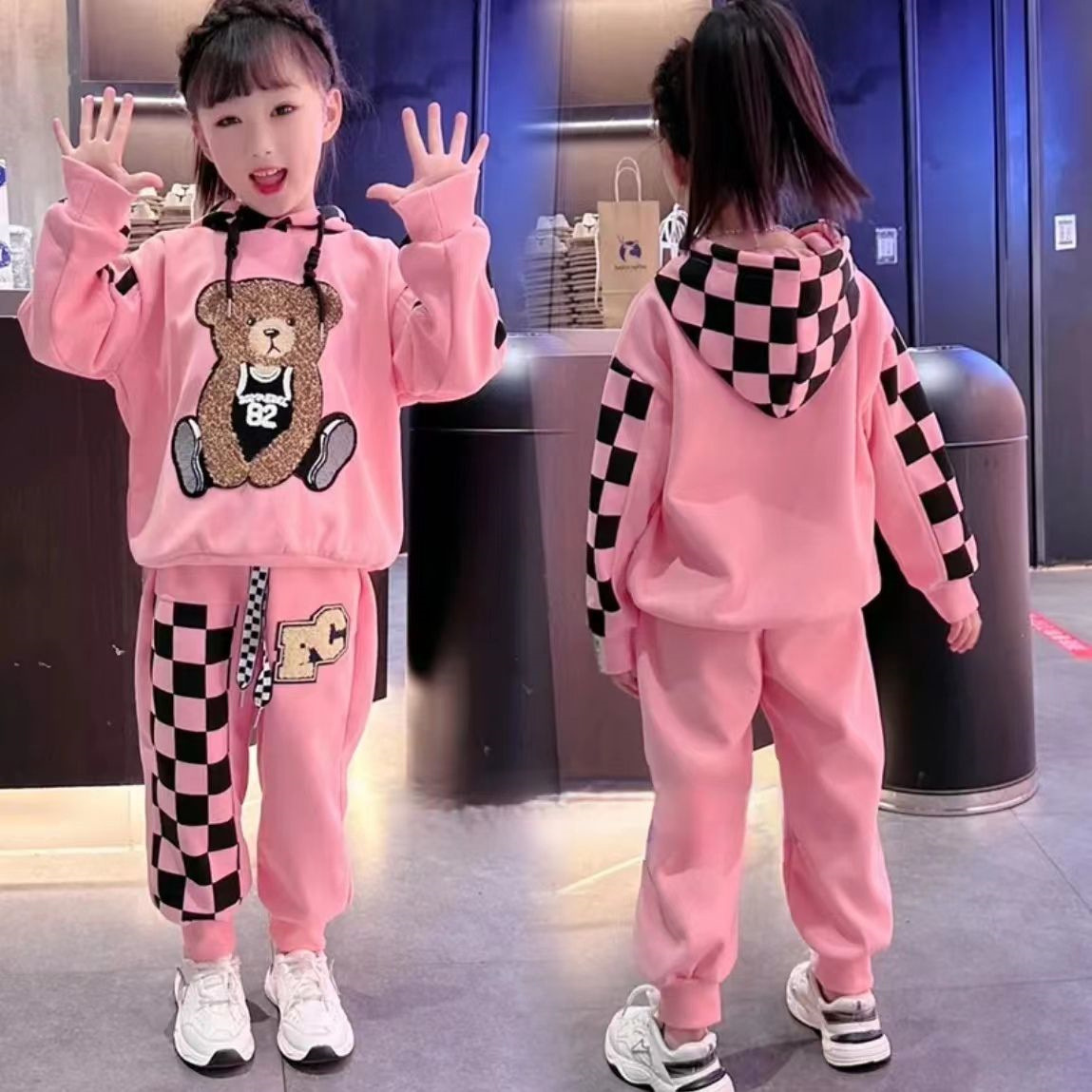 【女童春秋款运动套装】2023新款洋气女孩中大童卡通卫衣两件套科学