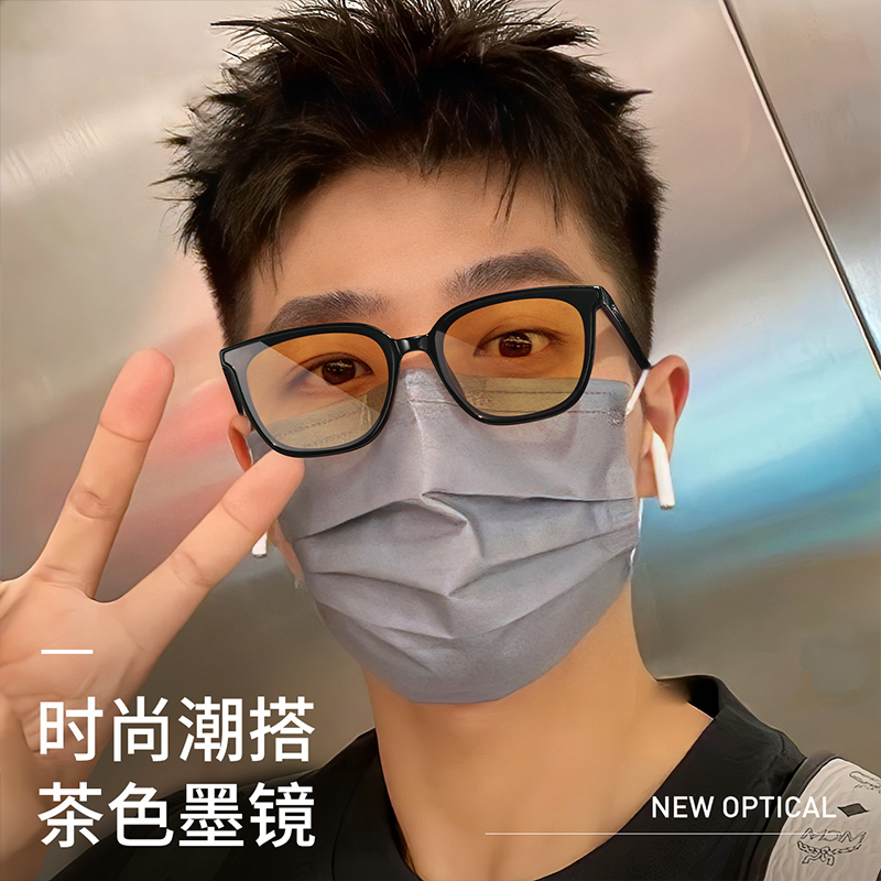 乐申黑框茶色墨镜男网红防紫外线高级感开车时尚太阳眼镜女222806