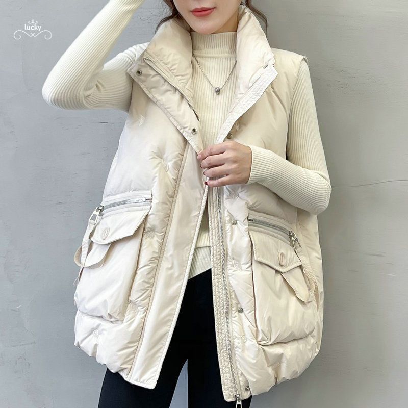 冬季2023羽绒棉服羽绒马甲女秋冬大码冬季宽松背心韩版坎肩外套