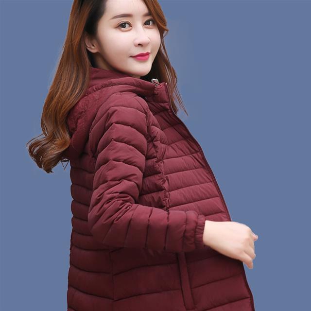 冬季羽绒棉服冬天冬季轻薄棉衣女中长款中老年羽绒棉女修身棉袄大
