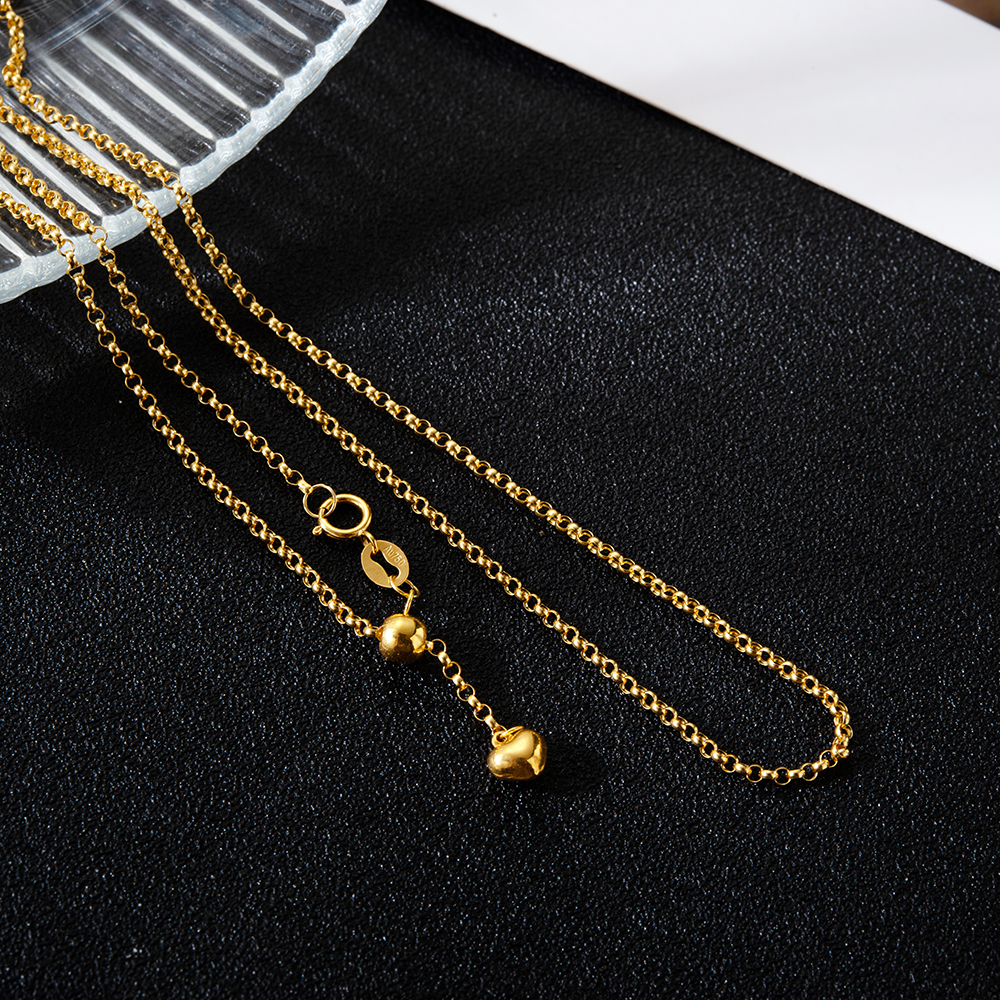 18K金项链爱心圈圈链节日送礼双十二大促抽拉调百搭简约素款项链