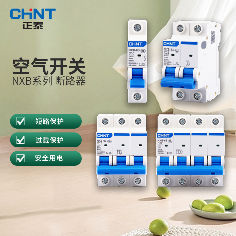 正泰NXB-63小型断路器1P2P3P4P32a空气开关总闸40a三相dz473A1P