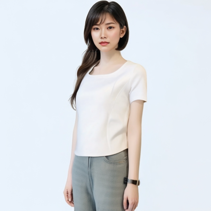 优质棉短袖T恤女夏休闲百搭修身上衣体恤黑色显瘦基础款打底衫