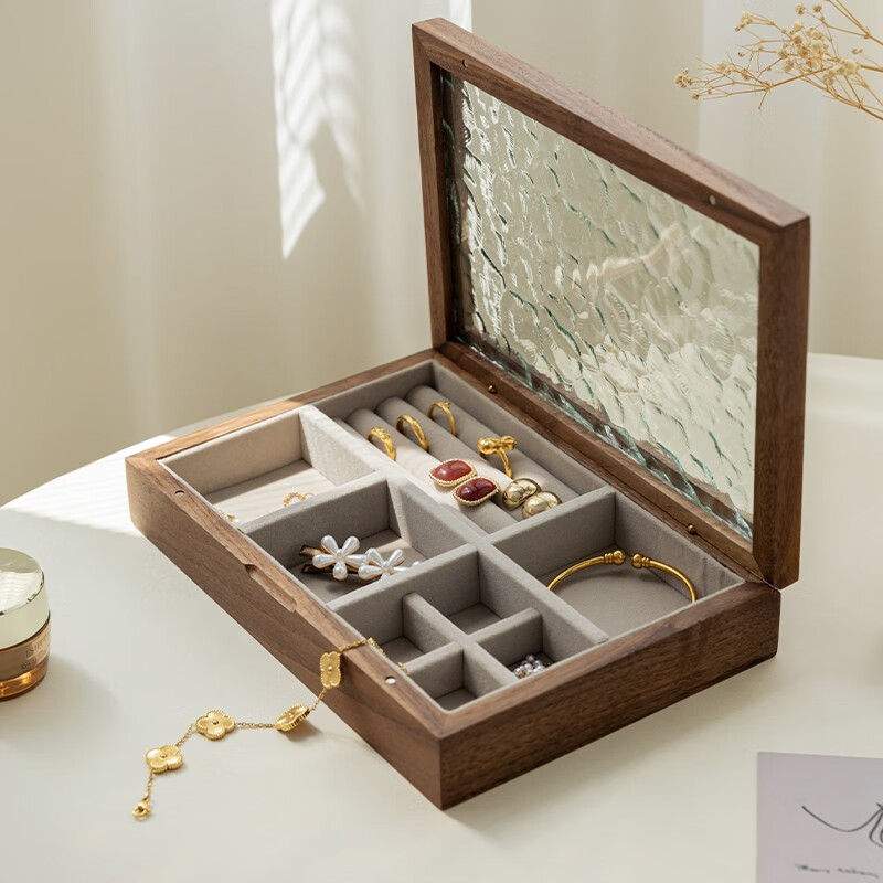 北欧国度首饰收纳盒木质送闺蜜朋友实用创意首饰盒专属胡桃木生