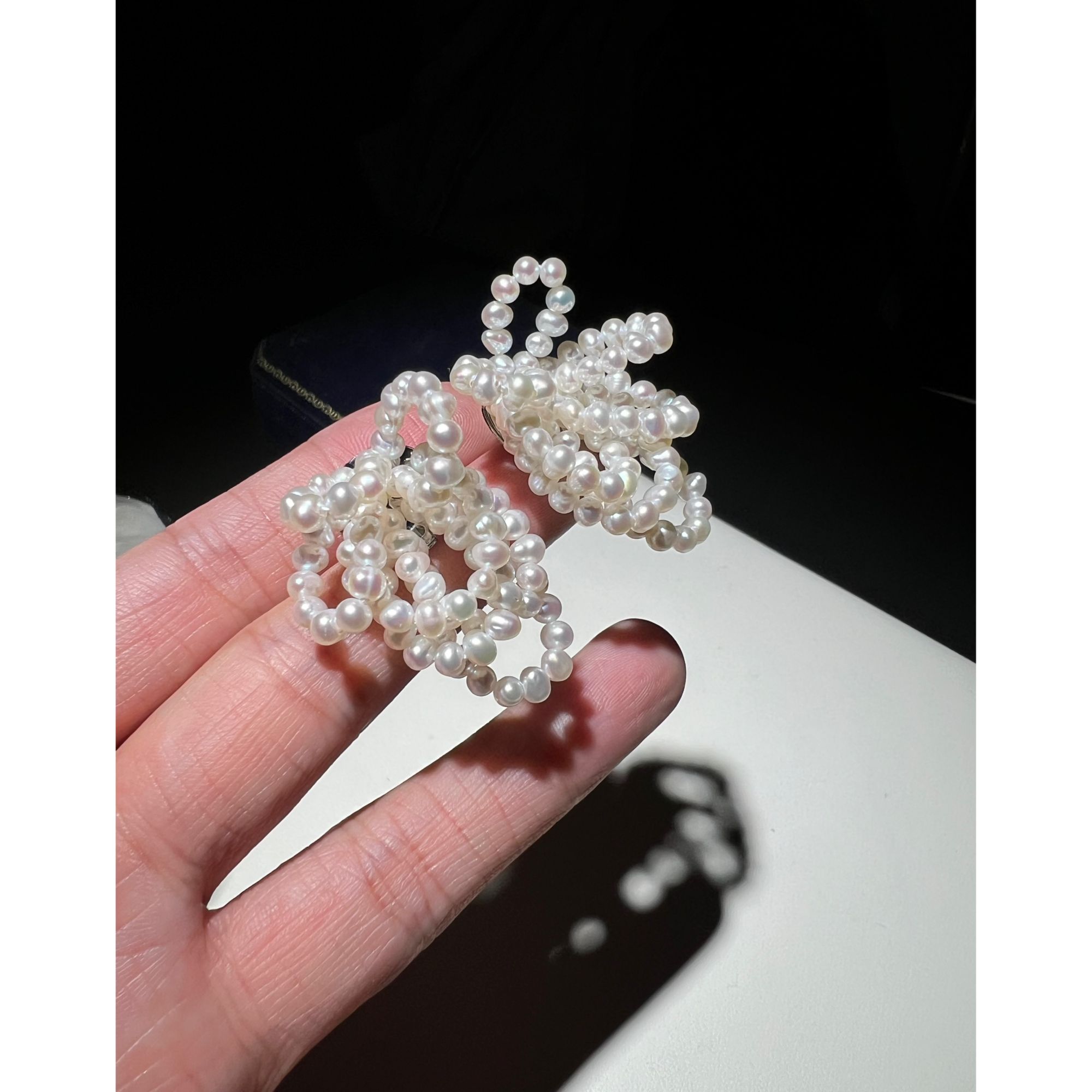 JUNMU单只~复古法式多层淡水珍珠耳环手工流苏款耳坠女高级感耳饰