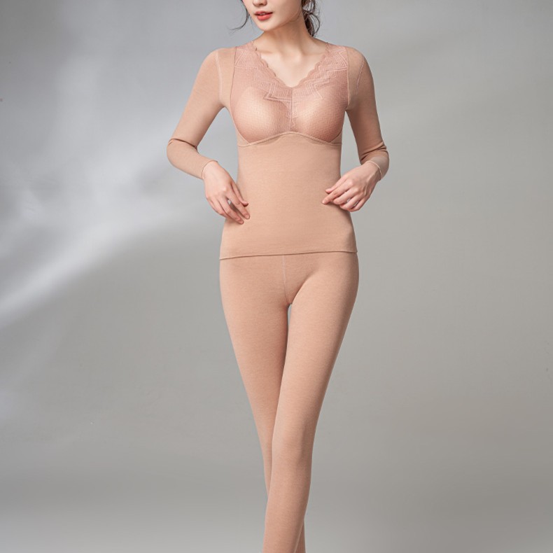 黑桃蚕丝保暖长袖舒适女士秋冬修身塑身