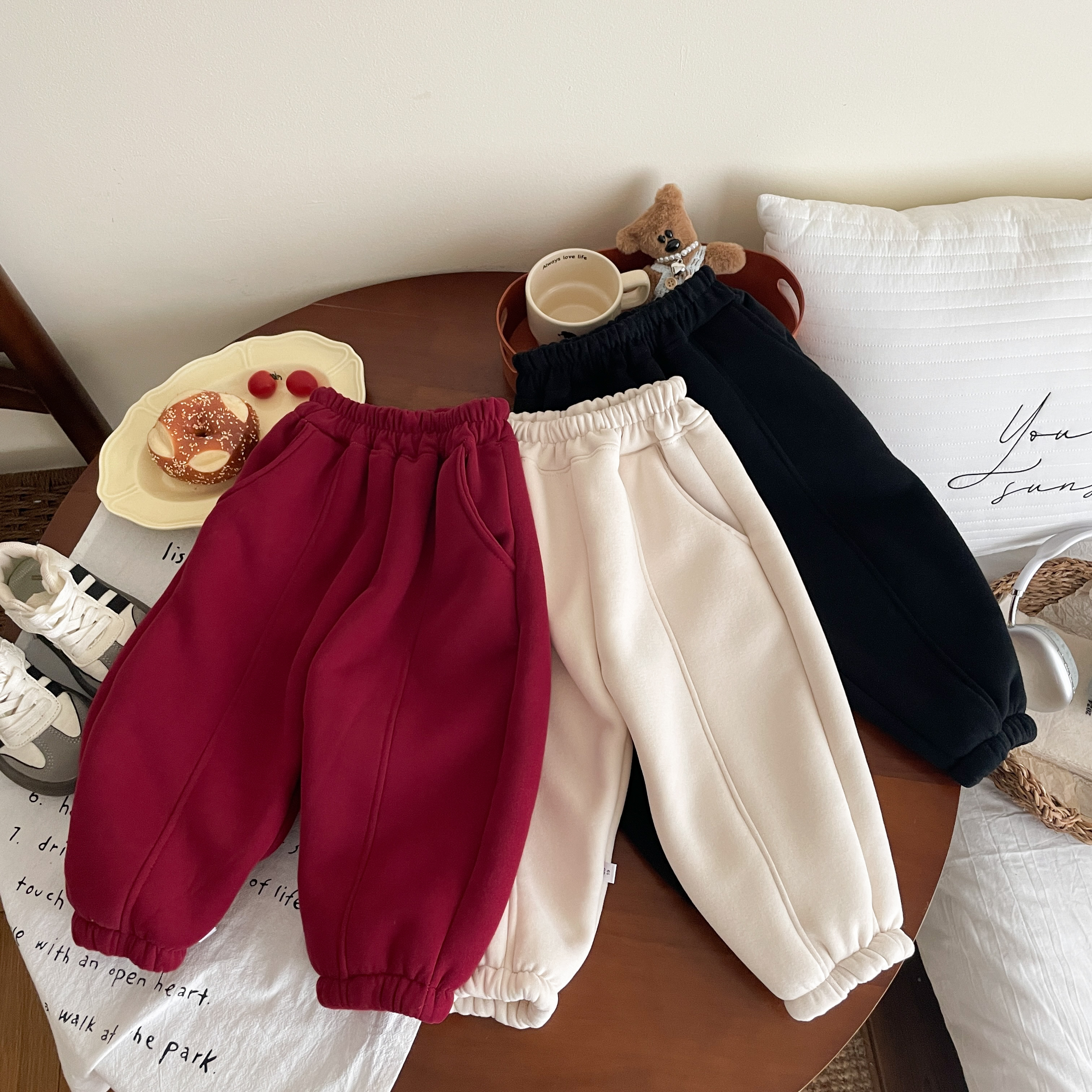 加绒加厚秋冬新款卫裤加绒男女童百搭秋冬休闲裤卫裤