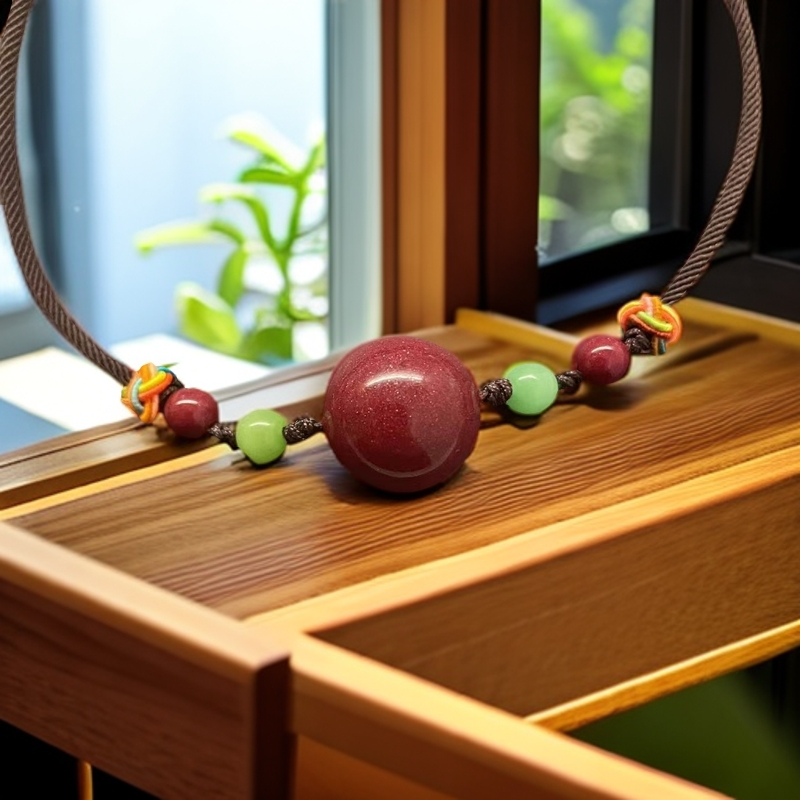 含辰砂工艺品转运珠精致锁骨链卡18紫金砂吊坠