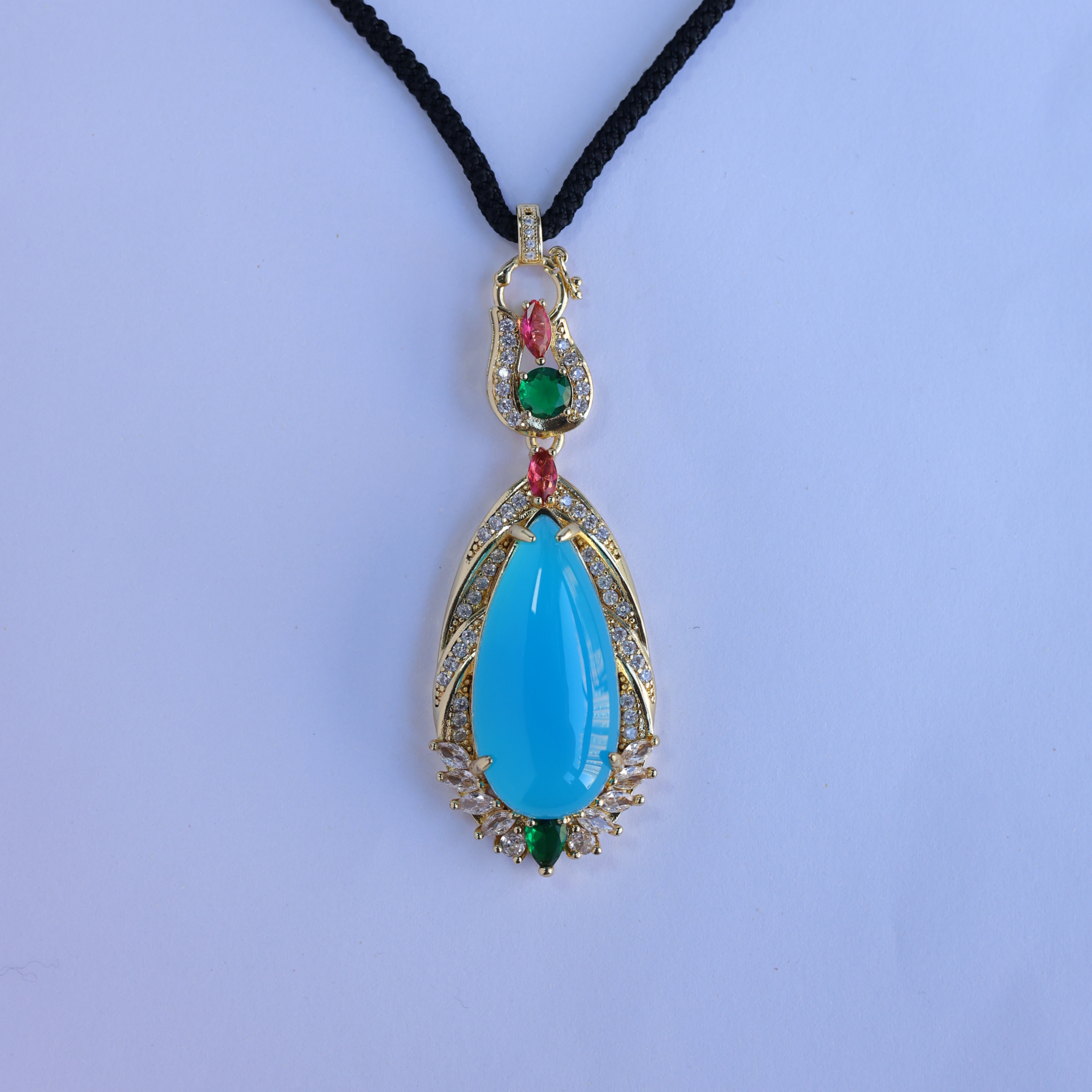 玉髓玛瑙毛衣链吊坠高冰玉髓宝石蓝色吊坠HRDZ028