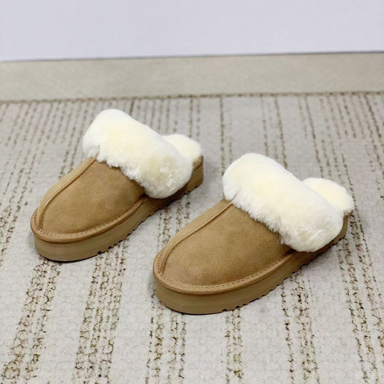 女士羊皮毛一体保暖包头拖鞋厚底防滑羊毛保暖半拖棉拖鞋