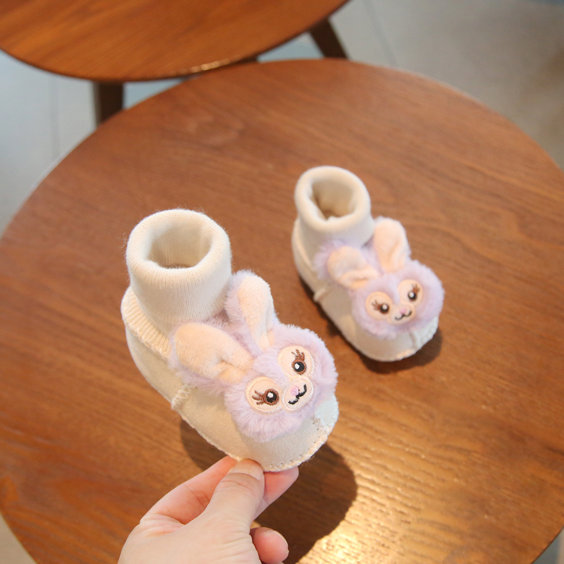 秋冬季婴儿鞋袜子6-12个月小月龄宝宝棉鞋加厚保暖婴幼儿棉鞋不掉