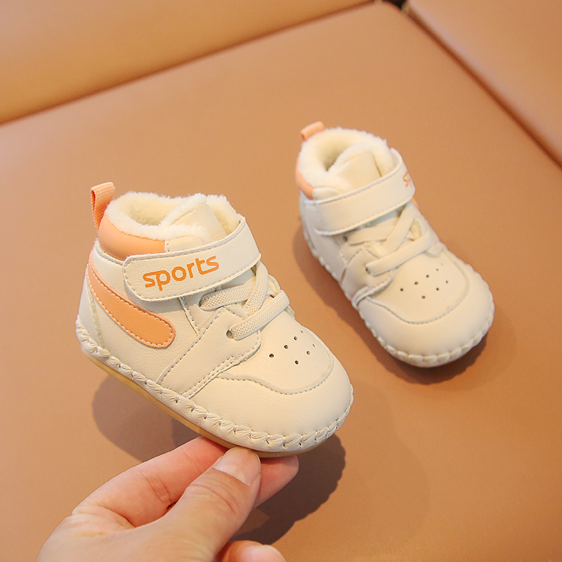 冬季宝宝学步鞋软底加绒一岁婴儿鞋子秋冬款高帮棉鞋加厚婴幼儿鞋
