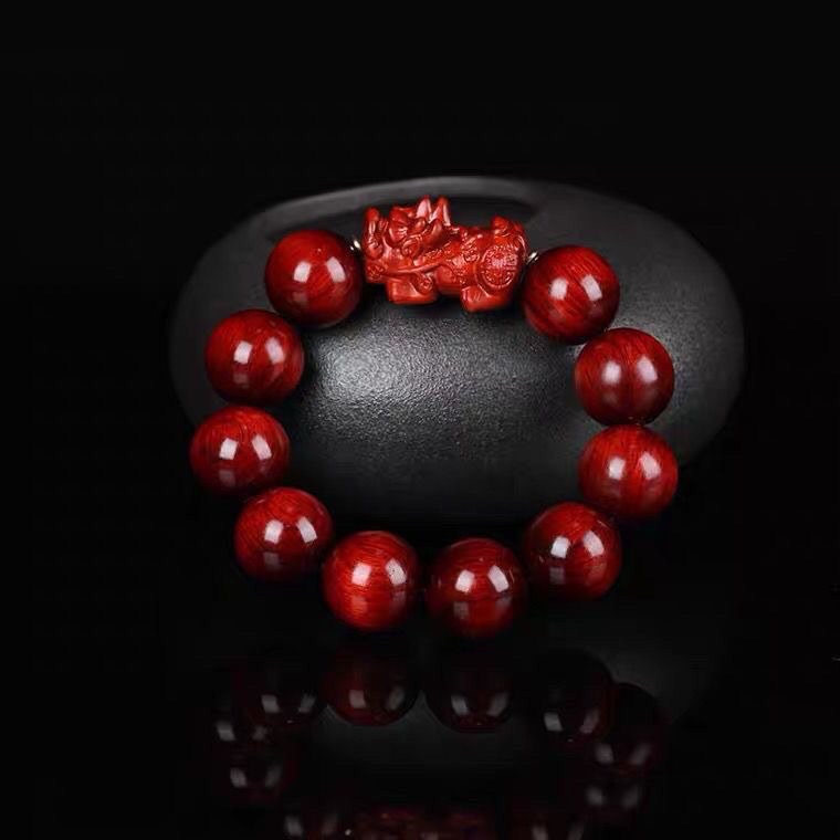 高密紫檀貔貅款手串2.0老料高油小孔沉水小叶紫檀佛珠手串