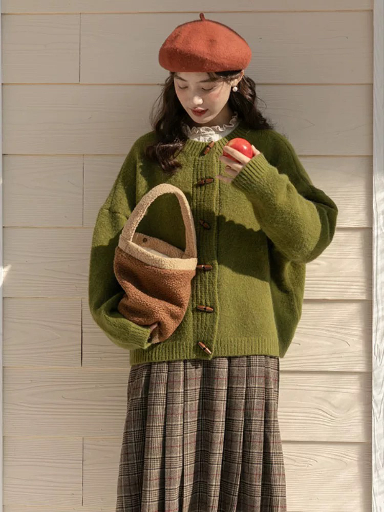 洋气宽松上衣显瘦针织衫加绒学院风毛针织衫保暖发热小猪