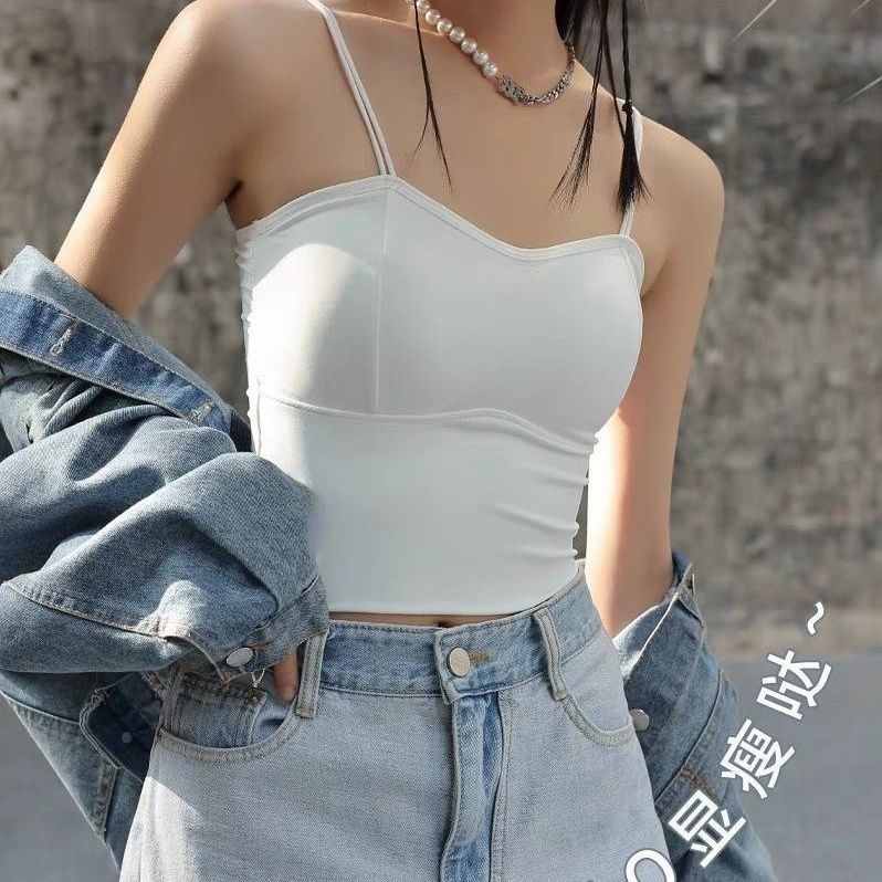 美背背心女外穿带胸垫上衣裹胸打底网红爆款夏抹胸小吊带内搭冰丝