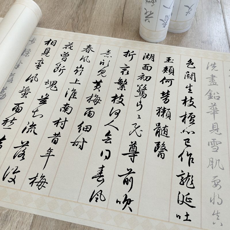 赵孟頫行书典范作品梅花诗描红长卷临摹毛笔字帖宣纸3遍装6米长卷