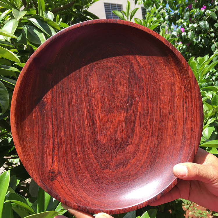 复古中式红木果盘缅甸花梨木大果紫檀实木托盘家用缅甸欧式果盘