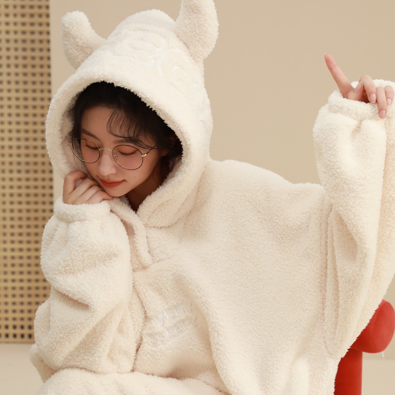 男女款搞怪小恶魔睡袍宽松大码可外穿加厚保暖睡衣